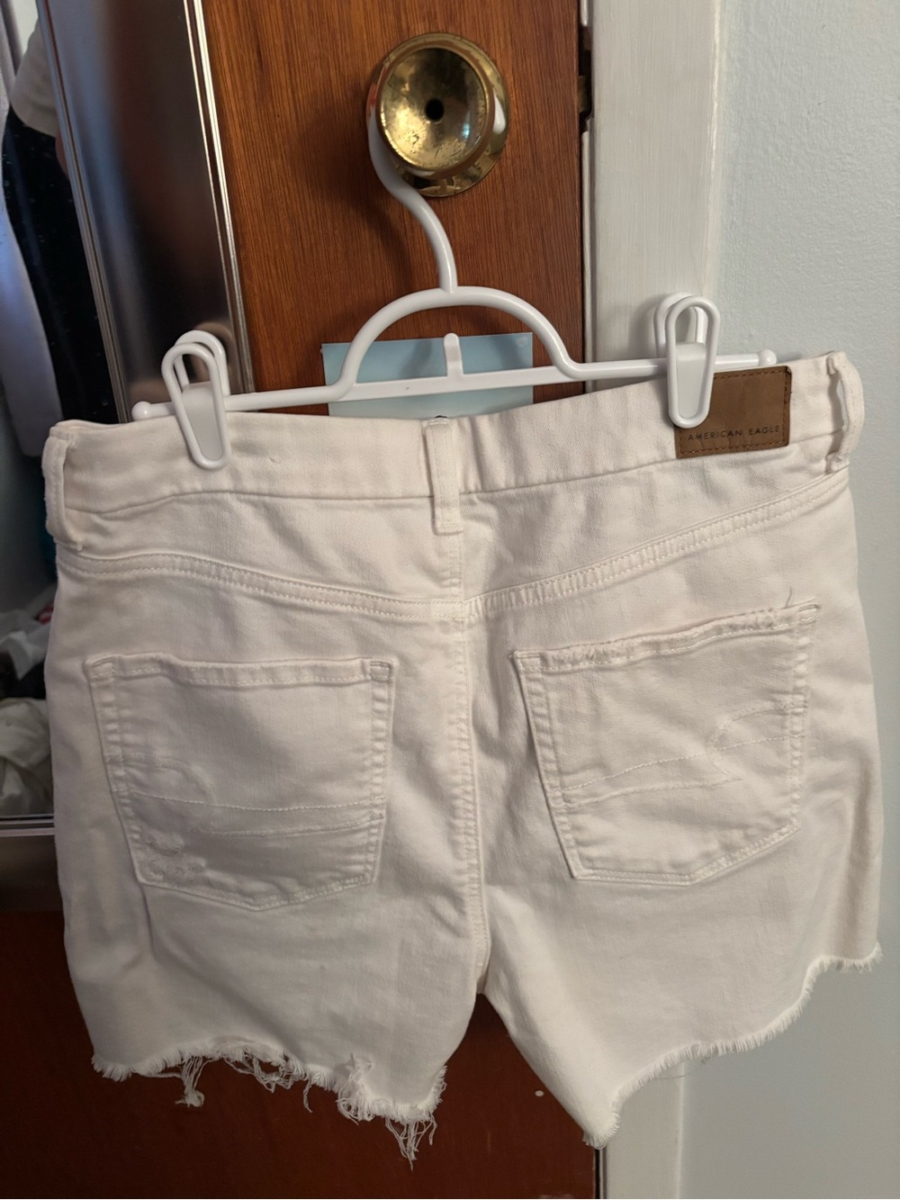 American Eagle Outfitters White Distressed Denim Cutoff Shorts - Picture 2 of 3